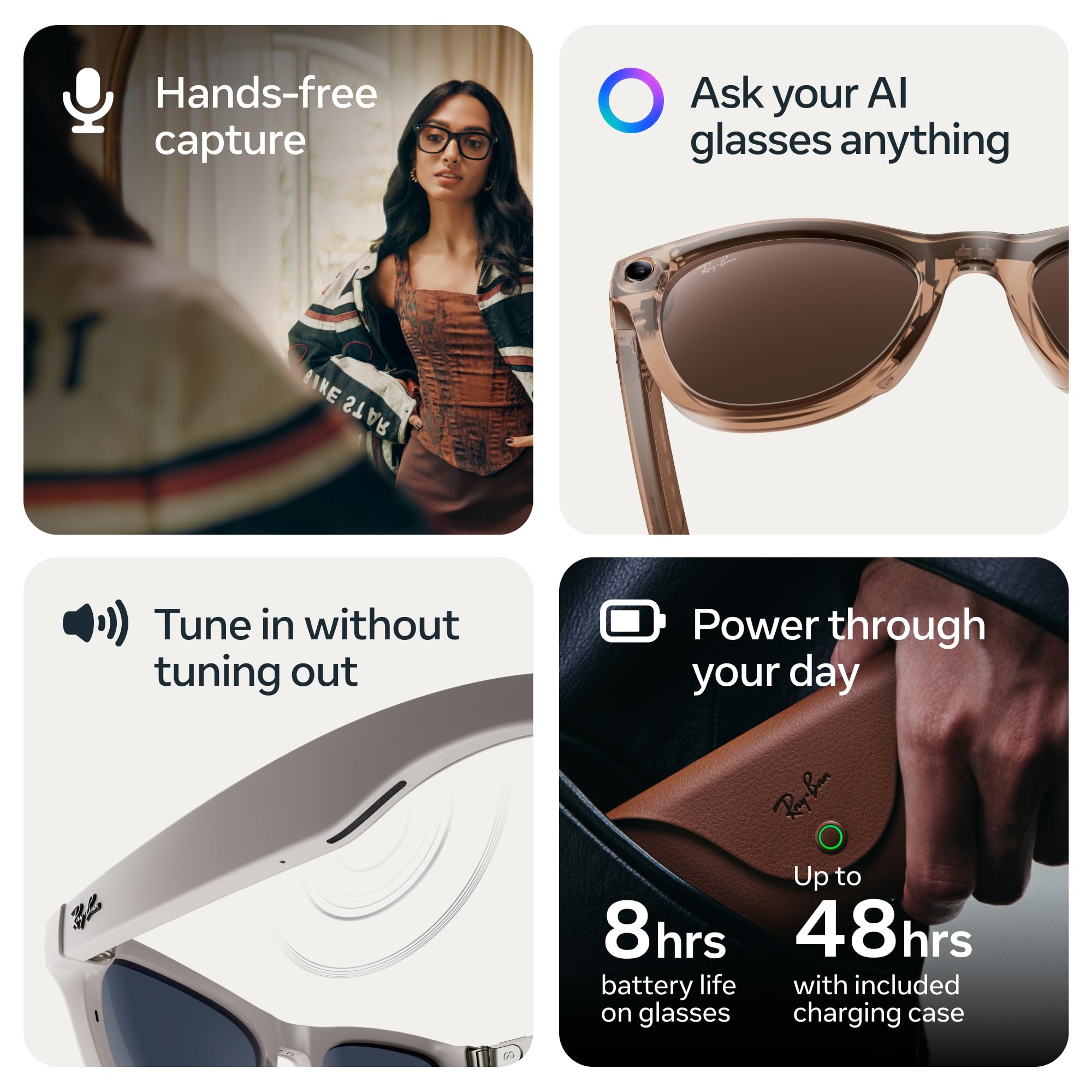 Ray-Ban Meta (Gen 2), Wayfarer, Matte Black | Smart AI Glasses for Men, Women — 2X Battery Life — 3K HD Resolution — 12 MP Ultra-Wide Camera, Audio, Video — Clear Lenses — Wearable Technology