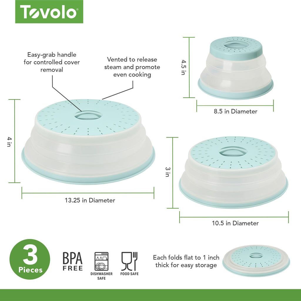 Tovolo Microwave Splatter Cover for Food, Medium (Charcoal) - Collapsible & Vented Silicone Splatter Guard Lid - Microwave Plate & Dish Cover with Handle - BPA-Free Kitchen Gadget for Meal Prep