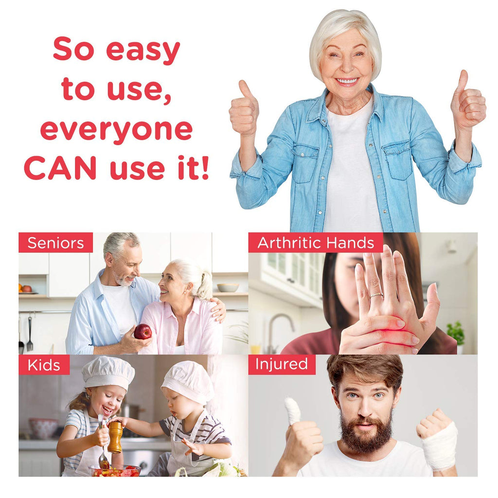 Kitchen Mama Auto Electric Can Opener: Open Your Cans with A Simple Press of Button - Automatic, Hands Free, Smooth Edge, Battery Operated, YES YOU CAN (Red)