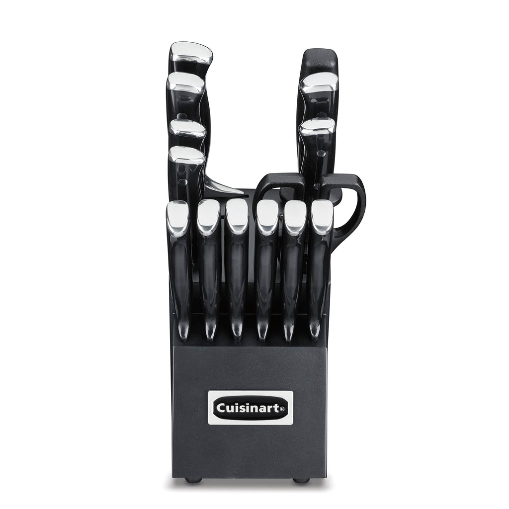 Cuisinart 15-Piece Knife Set with Block, High Carbon Stainless Steel, Forged Triple Rivet, White, C77WTR-15P