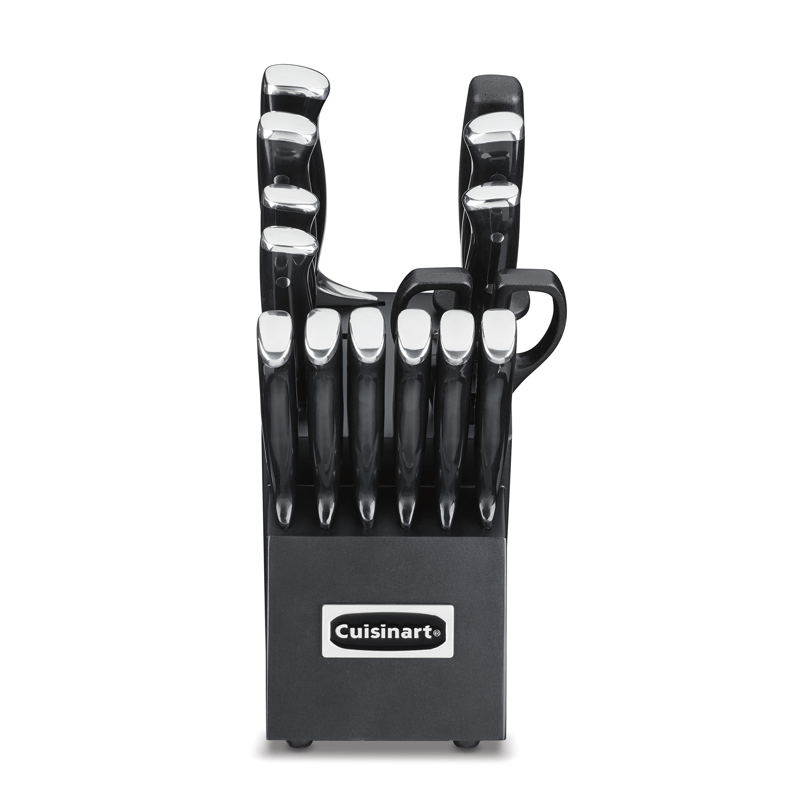Cuisinart 15-Piece Knife Set with Block, High Carbon Stainless Steel, Forged Triple Rivet, White, C77WTR-15P