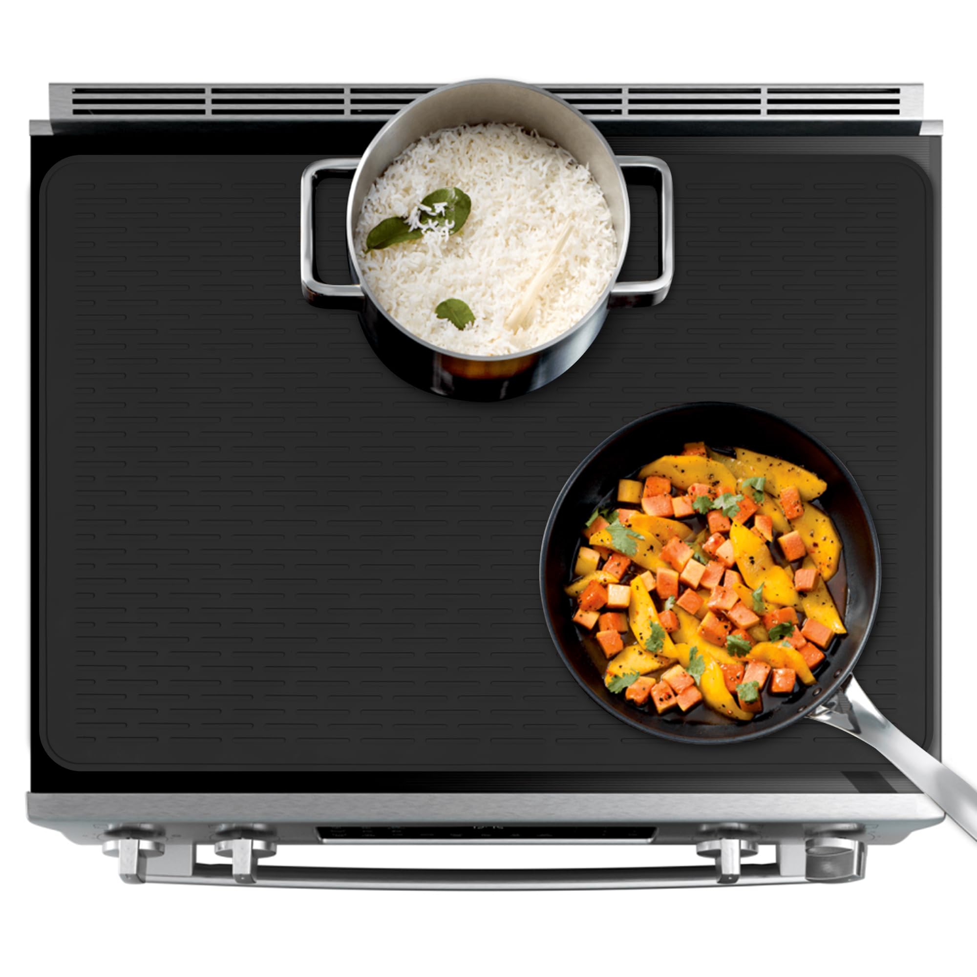 Stove Top Cover for Electric Stove- Range Covers for Electric Stove,Silicone XXL Dish Drying Mat, Glass Cooktop Covers, Flat RV Range top Mats (Black, 28"x20")