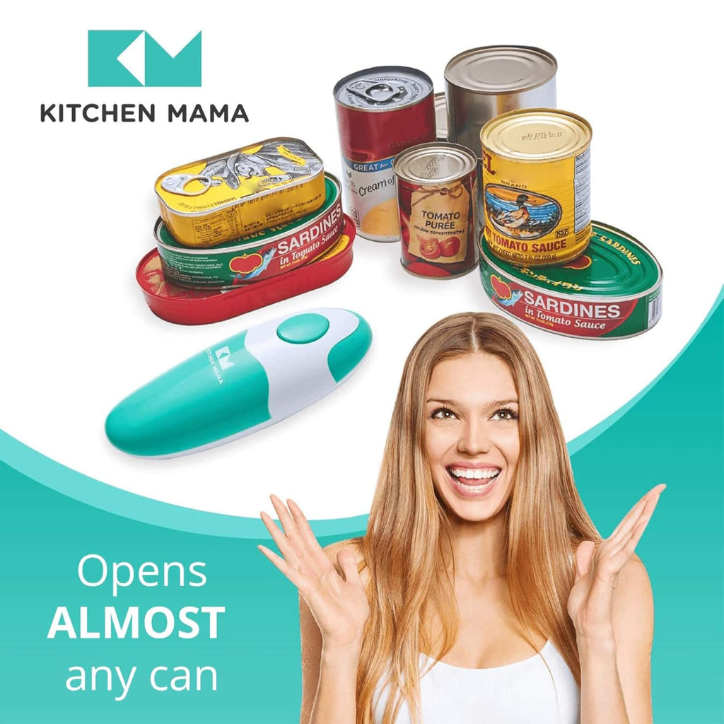 Kitchen Mama Auto Electric Can Opener: Open Your Cans with A Simple Press of Button - Automatic, Hands Free, Smooth Edge, Battery Operated, YES YOU CAN (Red)