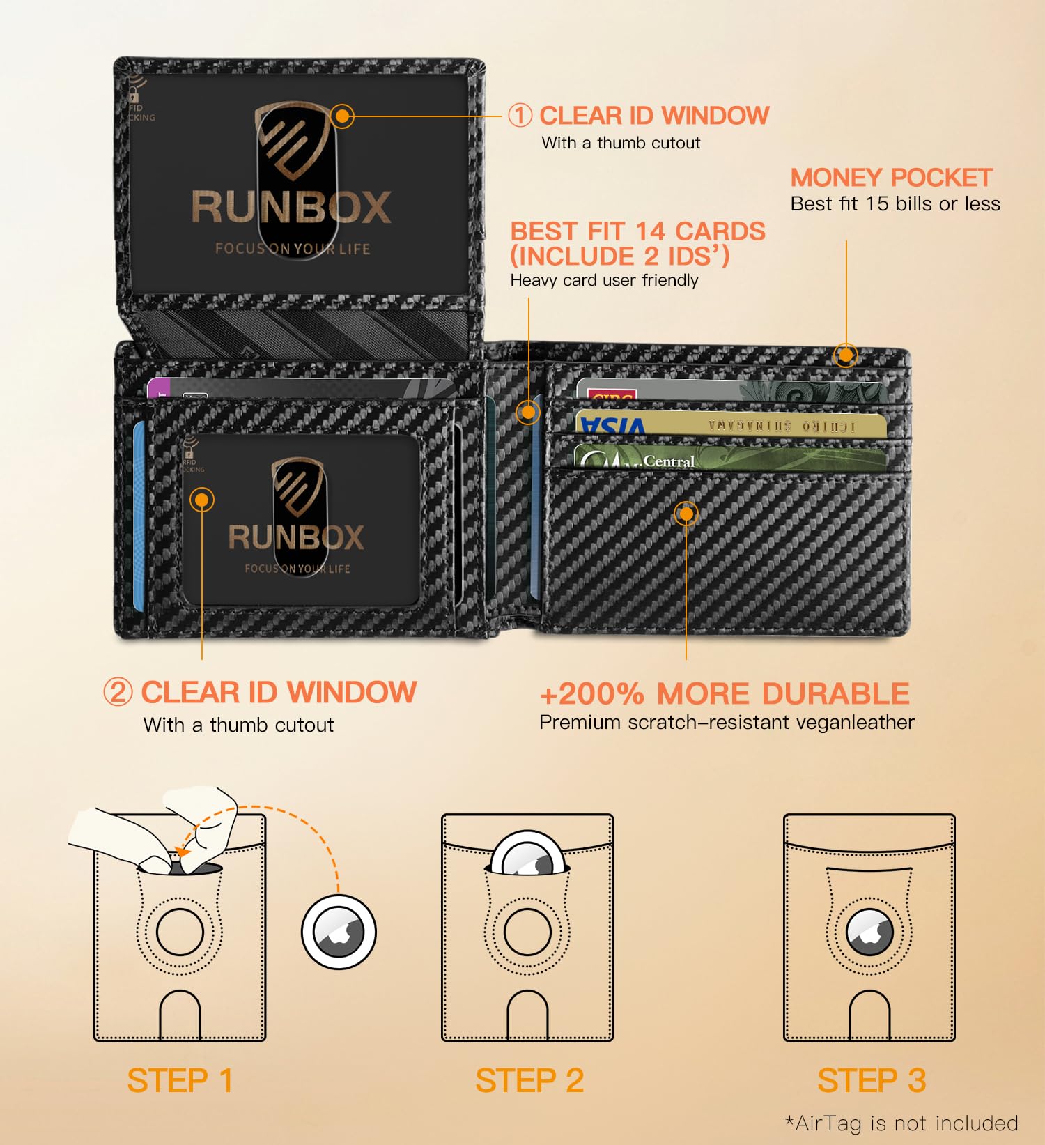 RUNBOX Wallet for Men Slim Rfid Leather 2 ID Window With Gift Box | Slim, Rfid, 2 ID Window, With Gift Box, Slim, Rfid