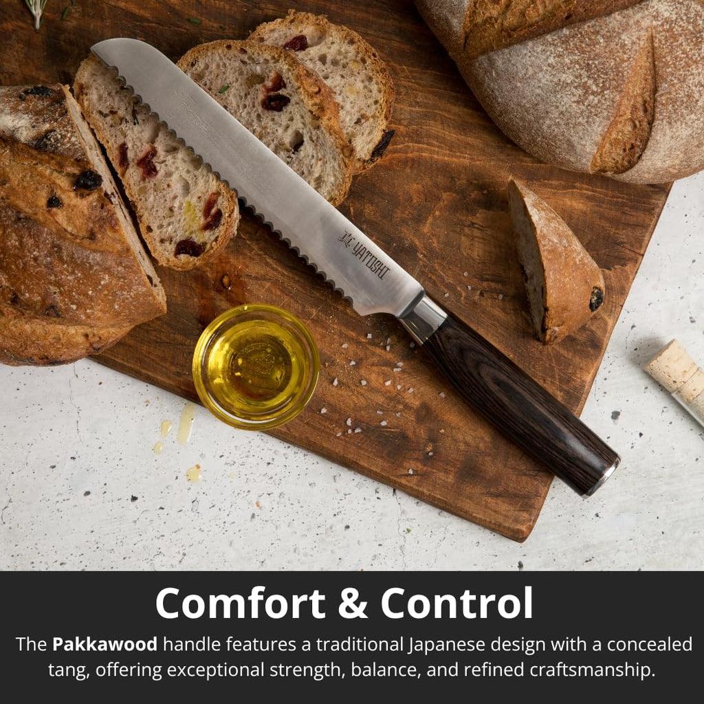 Yatoshi Professional Kitchen Knife Set, 15 Pieces, High Carbon Stainless Steel, Ergonomic Handle