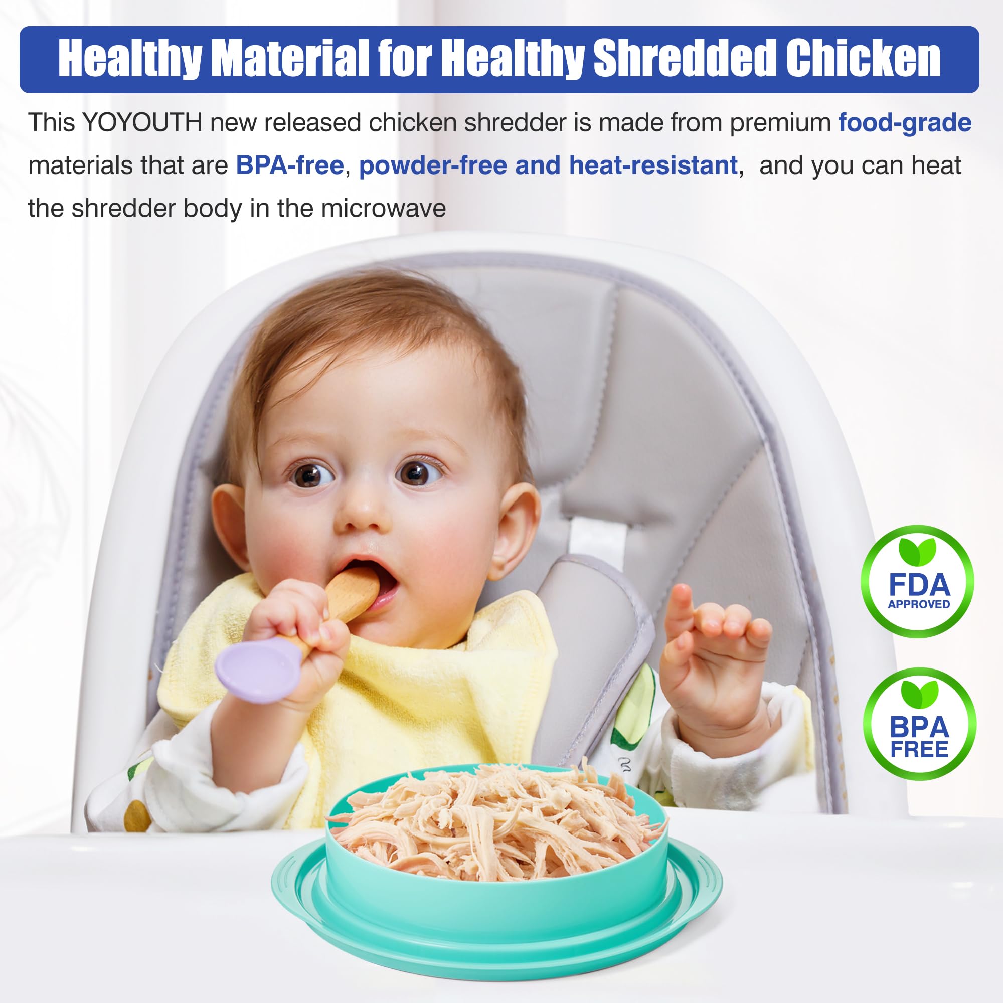 Chicken Shredder Tool Twist: 2026 Pro Food-Grade Visible Meat Shredder with Strong Anti-Slip Base, Ergonomic Handle, Chicken Breast Shredder, Suitable for Pork Beef Chicken - Black