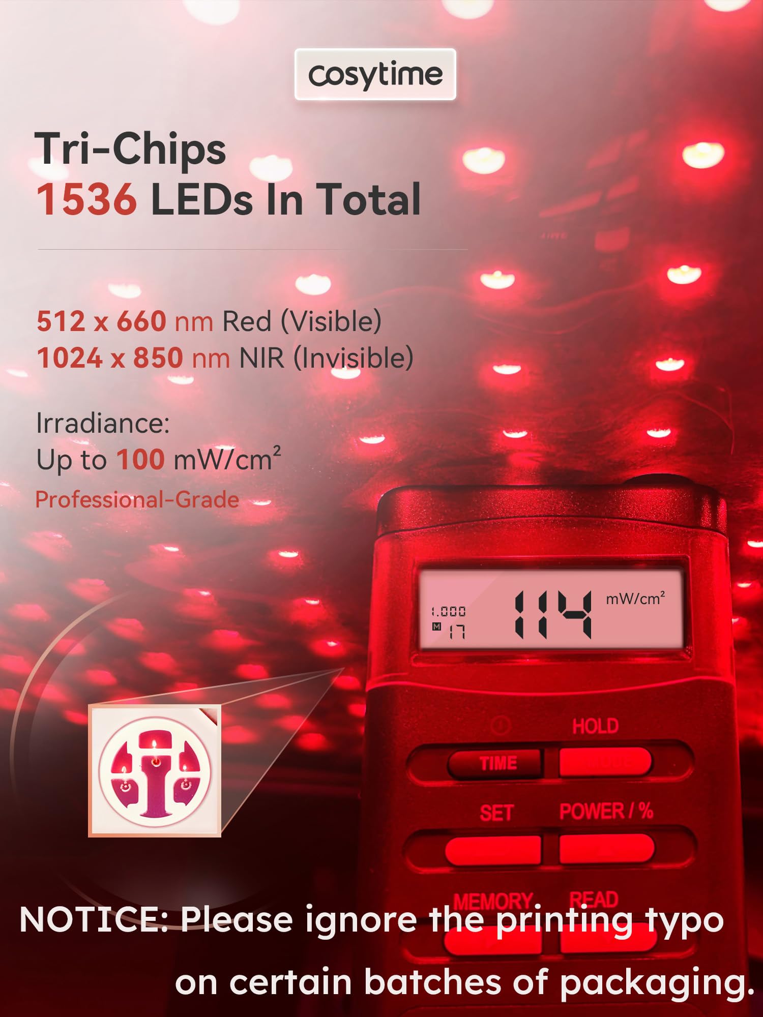 26" x 13" Red Light Therapy for Body - 660nm Red & 850nm Near Infrared NIR, Tri-Chip 1089 LEDs Therapy Mat