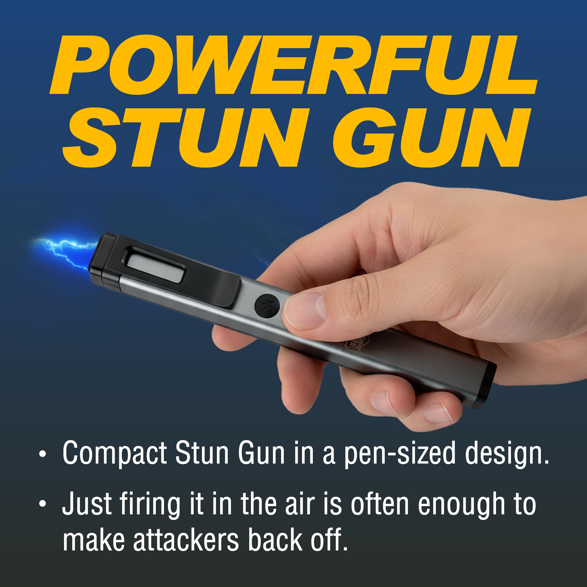 Streetwise Pain Pen 25,000,000 Volts Stun Gun for Self Protection - Tactical Stun Pen for Women and Men, USB Rechargeable, Battery Indicator, Durable Clip, Compact and Concealable for Protection