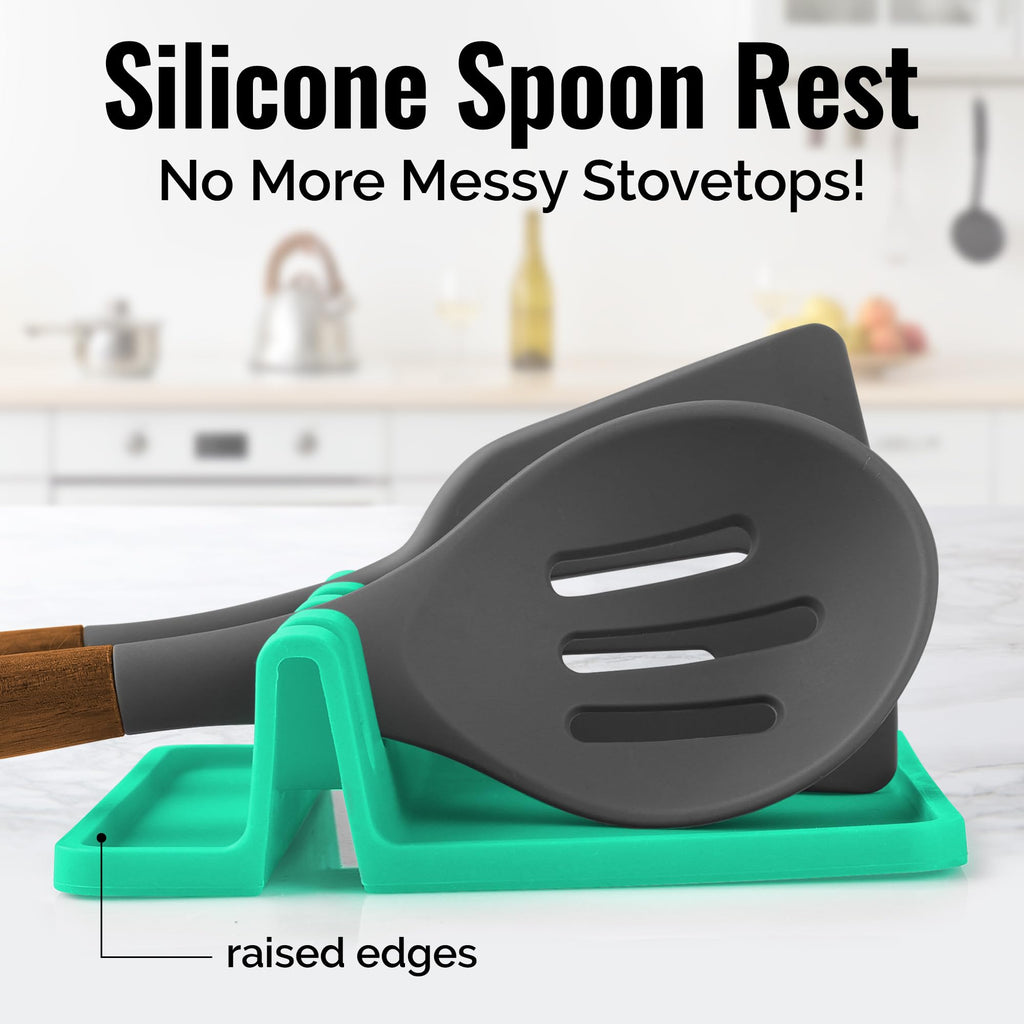 Zulay Kitchen Spoon Rest for Multiple Utensils High Heat-Resistant Silicone Drip Pad, BPA-Free Spoon Holder for Stove Top, Kitchen Gadget Holder for Ladles, Tongs, Cooking Spatula - Makes Great Gift