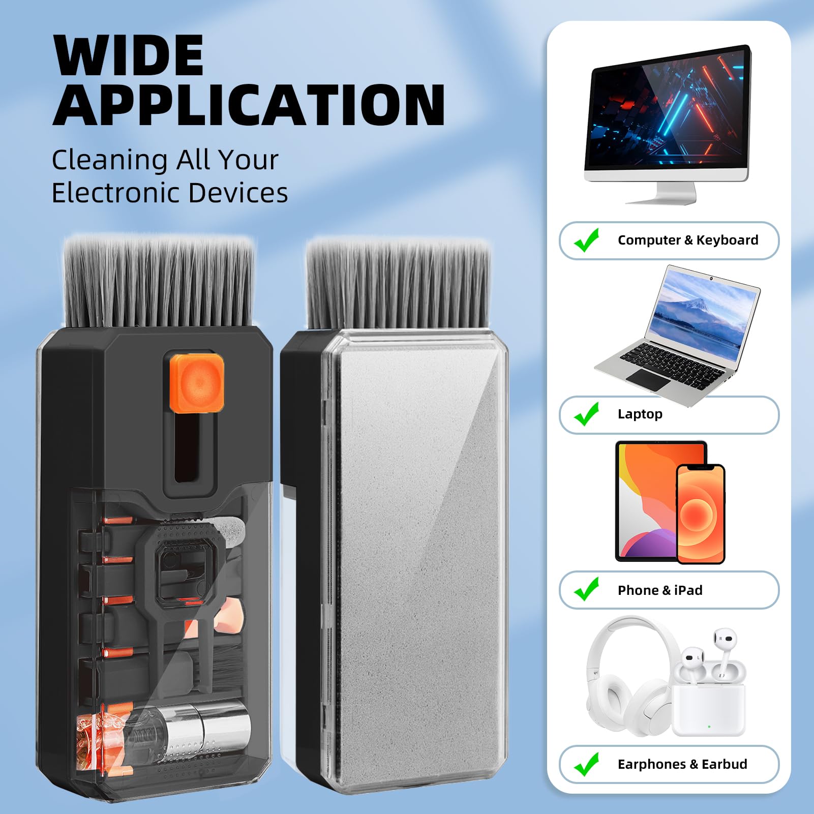 Keyboard Cleaning Kit Laptop Cleaner, All-in-1 Computer Screen Cleaning Brush Tool, Multi-Function PC Accessories Electronic Cleaner Kit Spray for iPhone iPad Macbook Earbud Camera Monitor with Patent