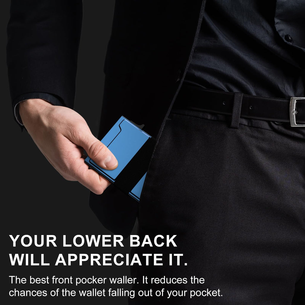 furid Smart Card Wallet for Men Slim: Minimalist Wallet For Men - RFID Blocking Pop Up Front Pocket Wallet, Metal Wallet 11 Card Holder