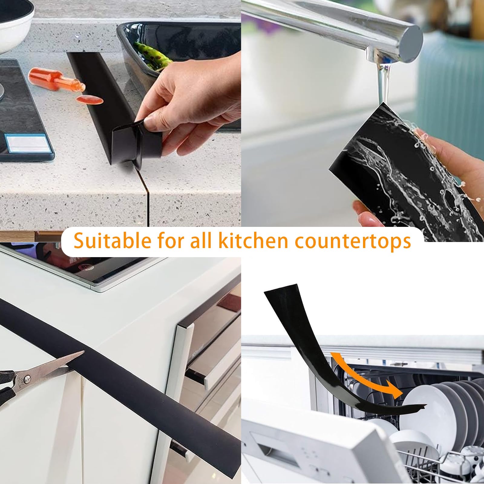 Stainless Steel Stove Gap Covers,Stove Gap Filler, Range Trim Kit, Stove Gap Guards, Heat Resistant and Easy to Clean, Easy retractable Length 13.8" to 27.5", Width 0.79",Black(2PCS)