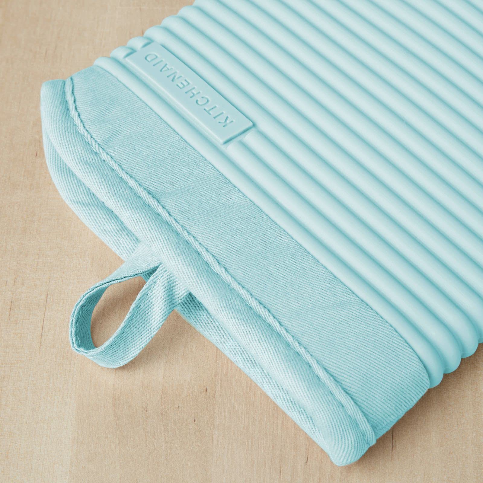 KITCHENAID Ribbed Soft Silicone Oven Mitt 2-Pack Set, 7.5"x13", Milkshake