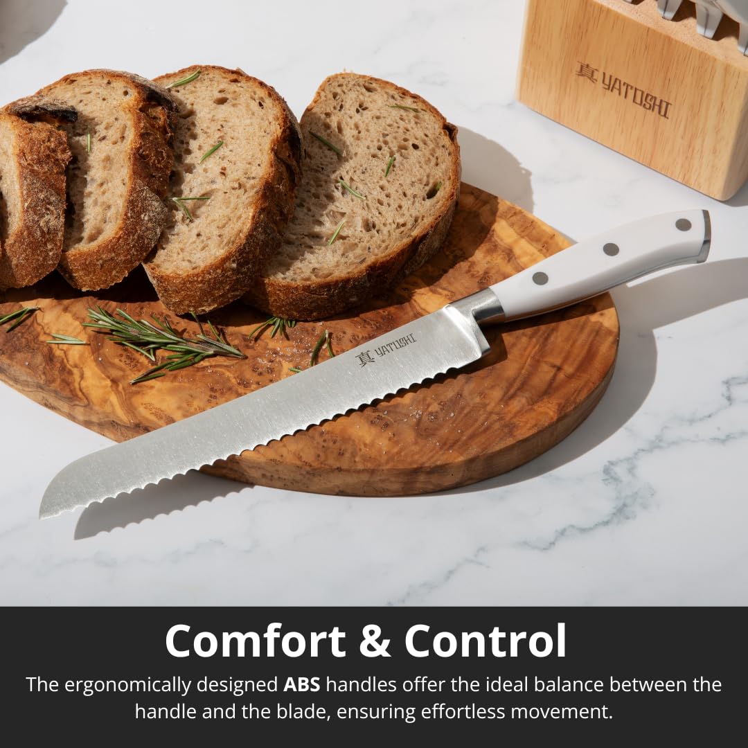 Yatoshi Professional Kitchen Knife Set, 15 Pieces, High Carbon Stainless Steel, Ergonomic Handle