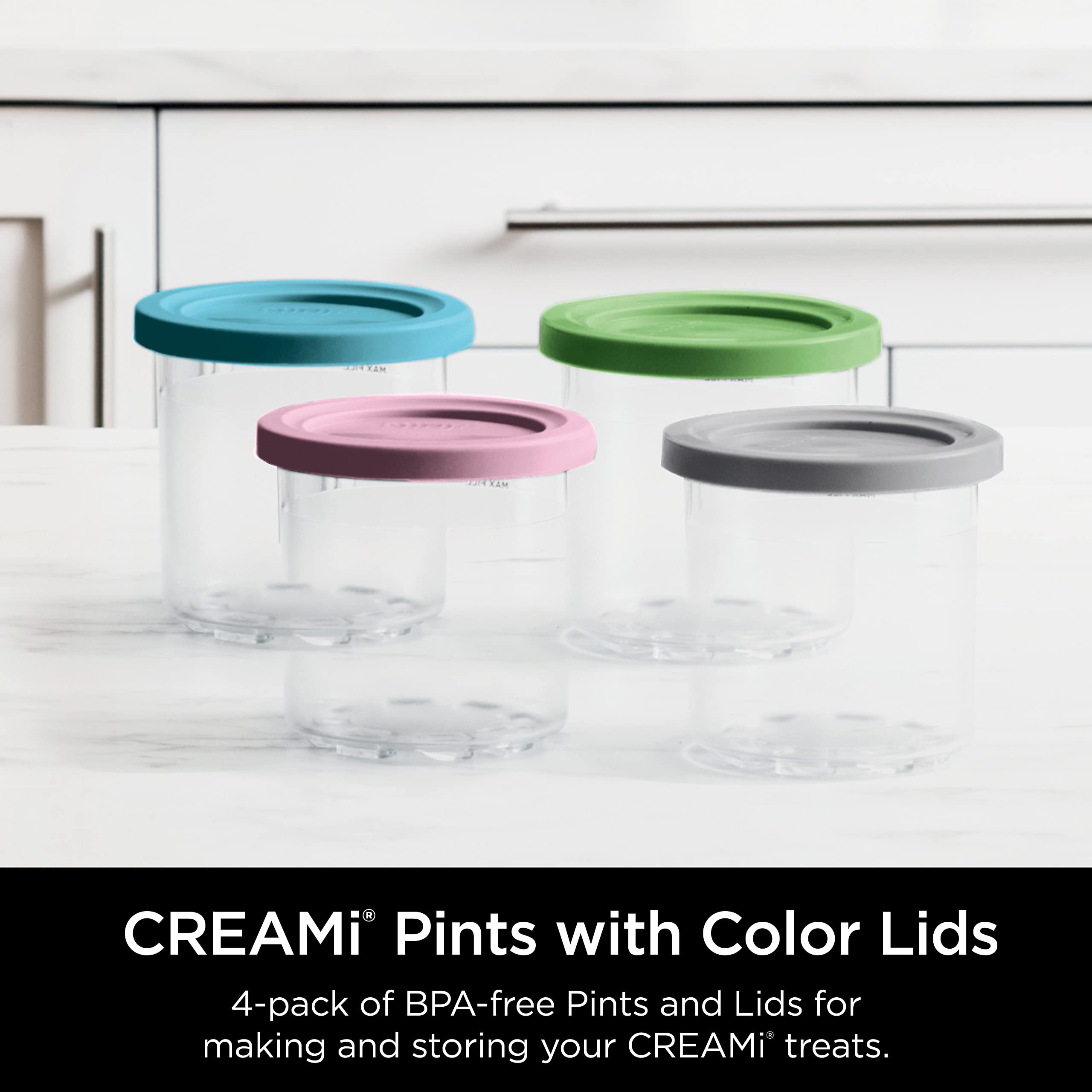 Ninja NC301 CREAMi Ice Cream Maker, for Gelato, Mix-ins, Milkshakes, Sorbet, Smoothie Bowls & More, 7 One-Touch Programs, with (2) Pint Containers & Lids, Compact Size, Perfect for Kids, Silver