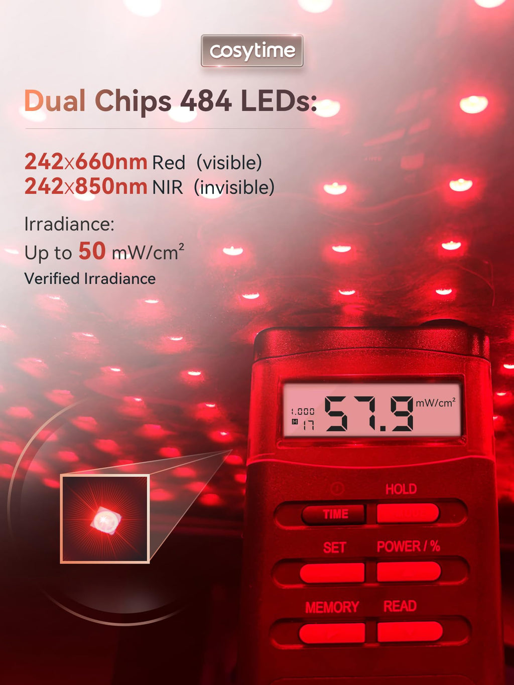 26" x 13" Red Light Therapy for Body - 660nm Red & 850nm Near Infrared NIR, Tri-Chip 1089 LEDs Therapy Mat