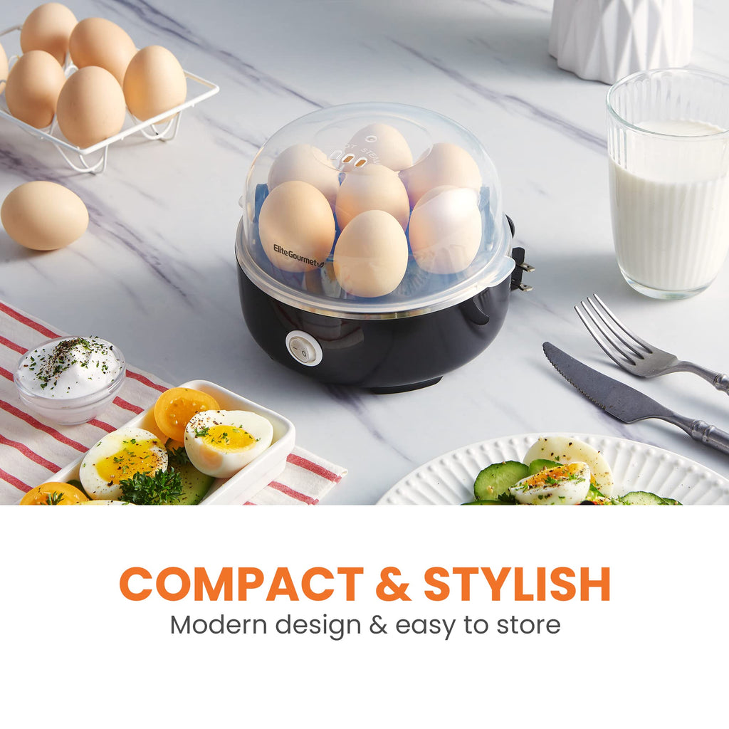 Elite Gourmet EGC115M Easy Egg Cooker Electric 7-Egg Capacity, Soft, Medium, Hard-Boiled Egg Cooker with Auto Shut-Off, Measuring Cup Included, BPA Free, Retro Mint