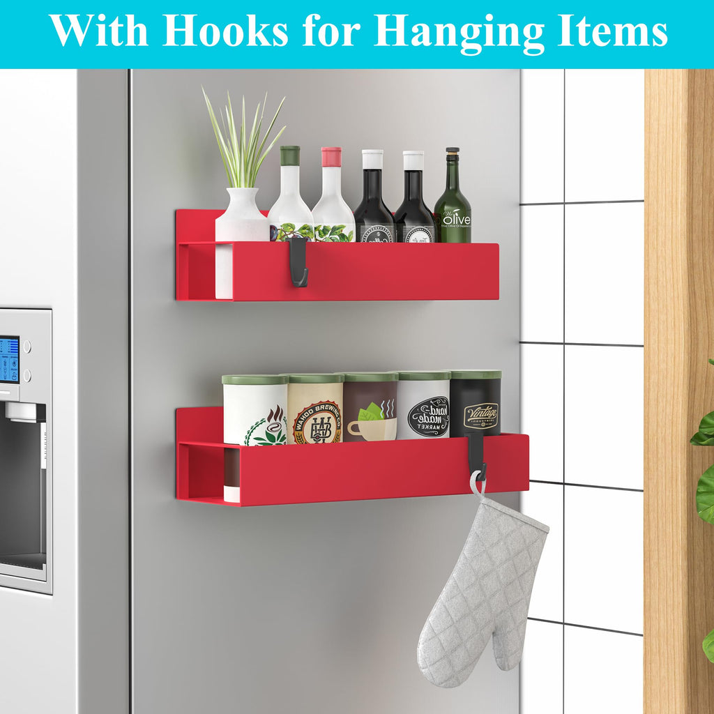 HuggieGems Metal 4 Pack Magnetic Spice Storage Rack Organizer for Refrigerator and Oven, Black Fridge Organizers and Storage