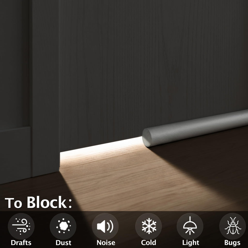 MAXTID Large Door Draft Stopper for Bottom of Doors 36” Under Door Sweep Noise Blocker Black Gap Stoppers Adjustable Doors Seal Sweep Guard Draft, Window Breeze Stoppers, Home Essentials Gadgets