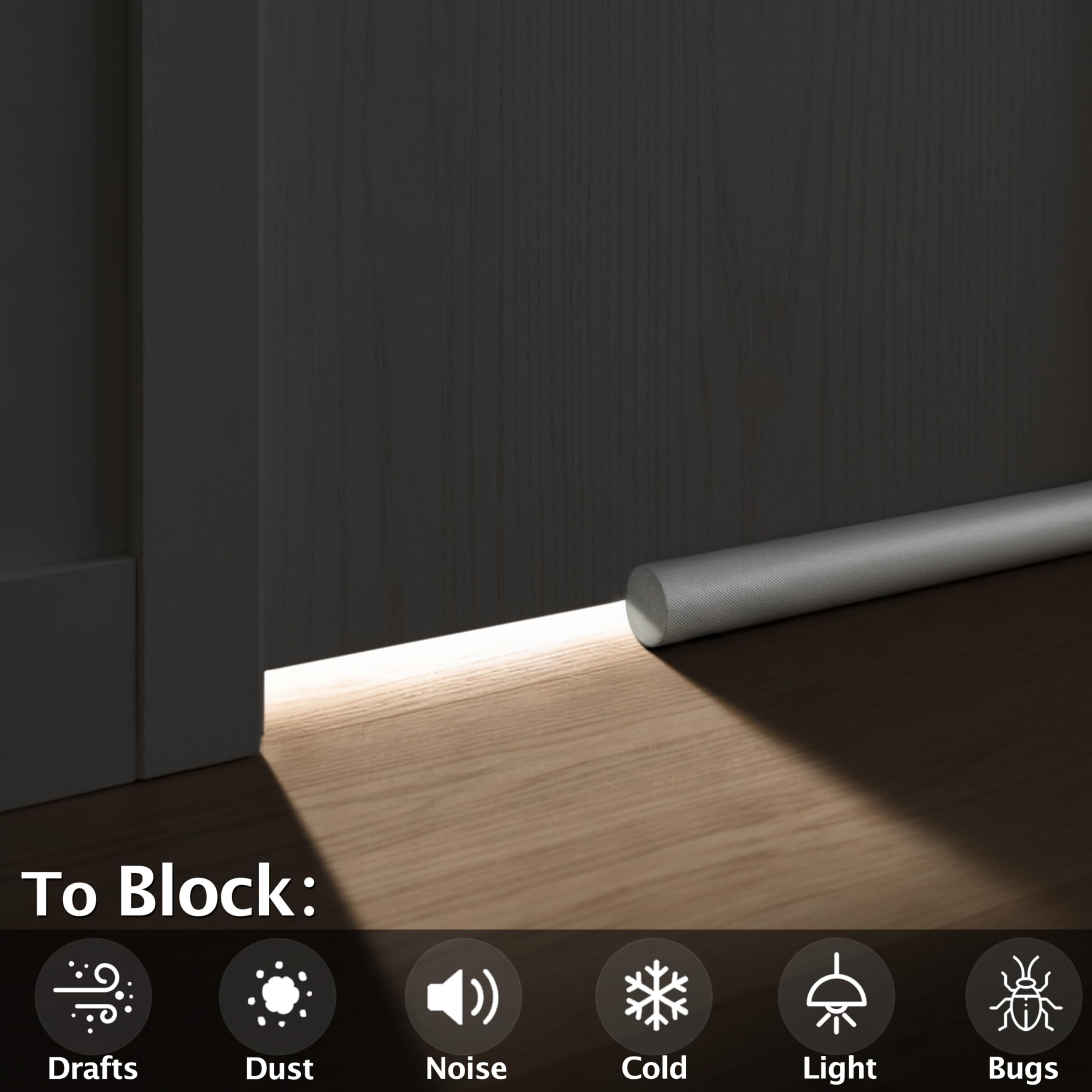 MAXTID Large Door Draft Stopper for Bottom of Doors 36” Under Door Sweep Noise Blocker Black Gap Stoppers Adjustable Doors Seal Sweep Guard Draft, Window Breeze Stoppers, Home Essentials Gadgets