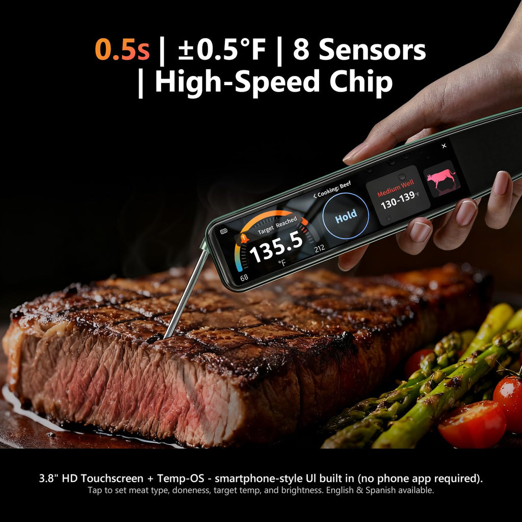 AWLKIM Meat Thermometer Digital - Instant Read Waterproof Food Thermometer with Backlight for Cooking, Grill, Candy, Kitchen & Stocking Stuffers for Men - Red