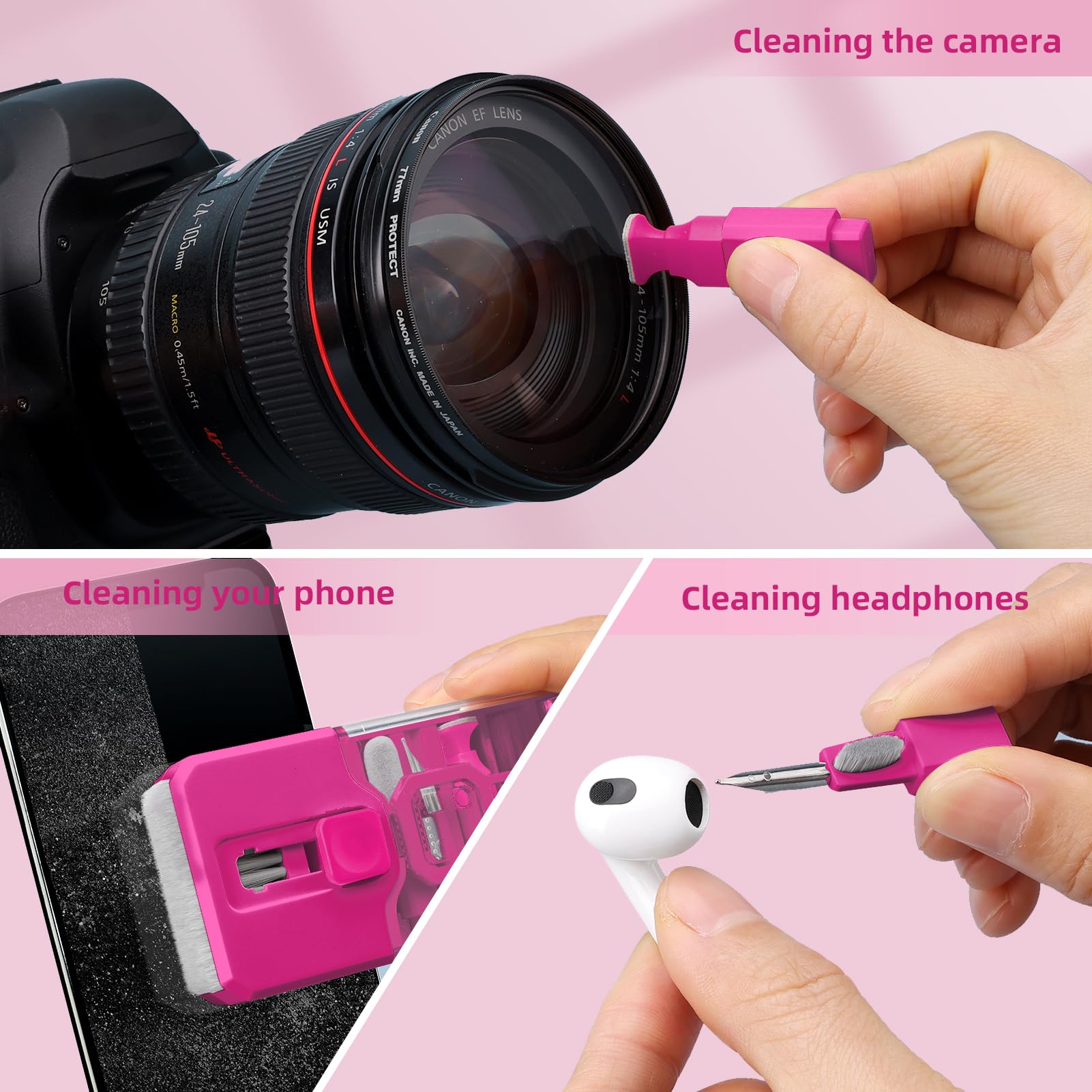 Keyboard Cleaning Kit Laptop Cleaner, All-in-1 Computer Screen Cleaning Brush Tool, Multi-Function PC Accessories Electronic Cleaner Kit Spray for iPhone iPad Macbook Earbud Camera Monitor with Patent