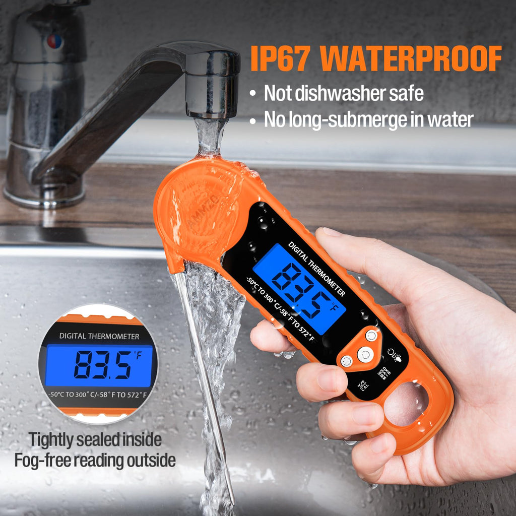AMMZO Meat Thermometer Digital, Instant Read Food Thermometer for Cooking, Grilling, Baking, Frying & Candy Making, Essentials Kitchen Gadgets Accessory, Gifts for Men Women Dad Mom Birthday