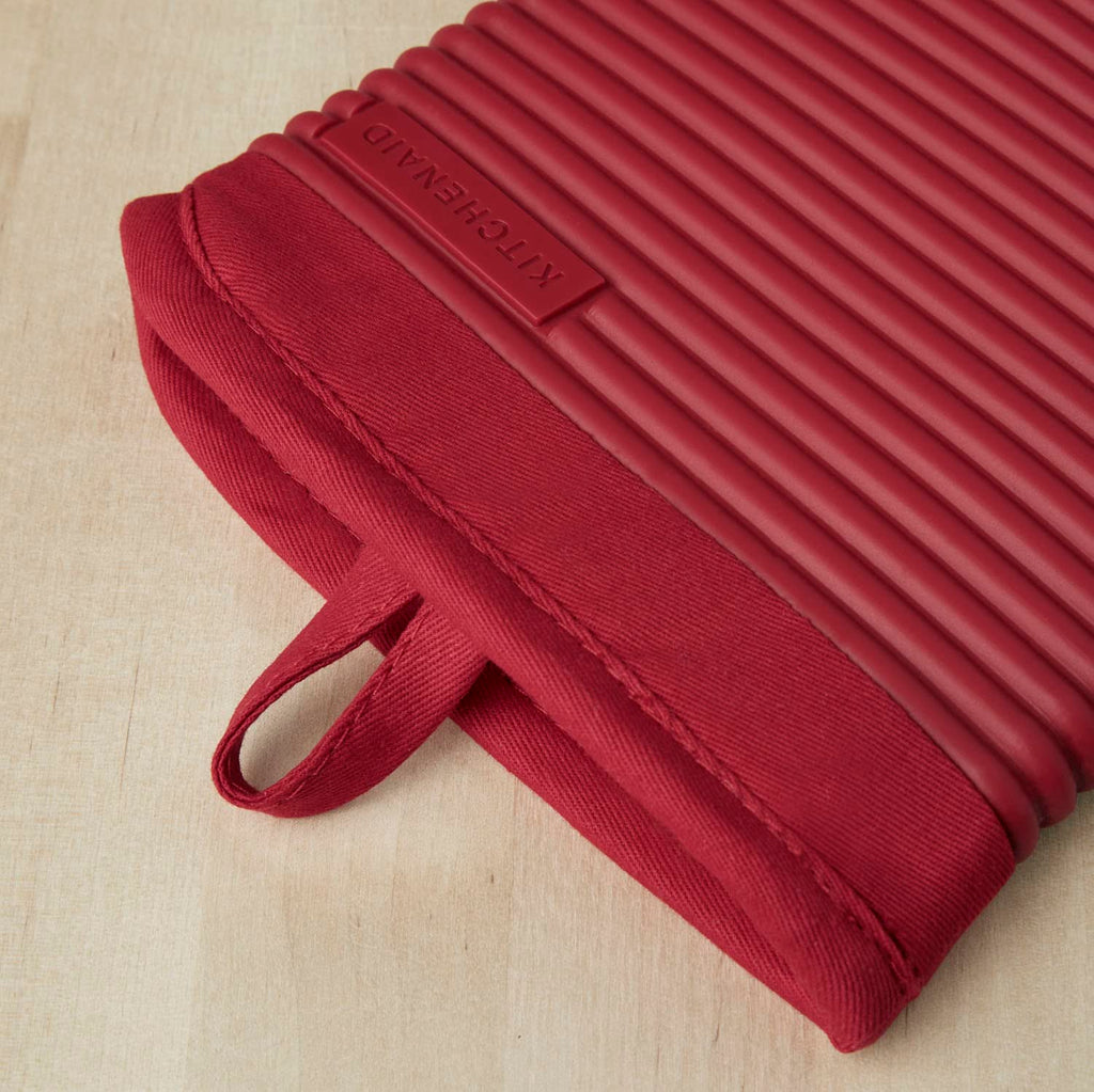 KITCHENAID Ribbed Soft Silicone Oven Mitt 2-Pack Set, 7.5"x13", Milkshake
