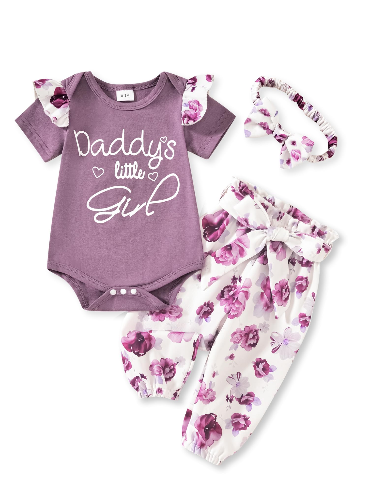 AMAWMW Baby Girl Clothes Set Daddys Little Girl Ruffle Romper Top Camouflage Pants Newborn Infant Baby Girl Outfit