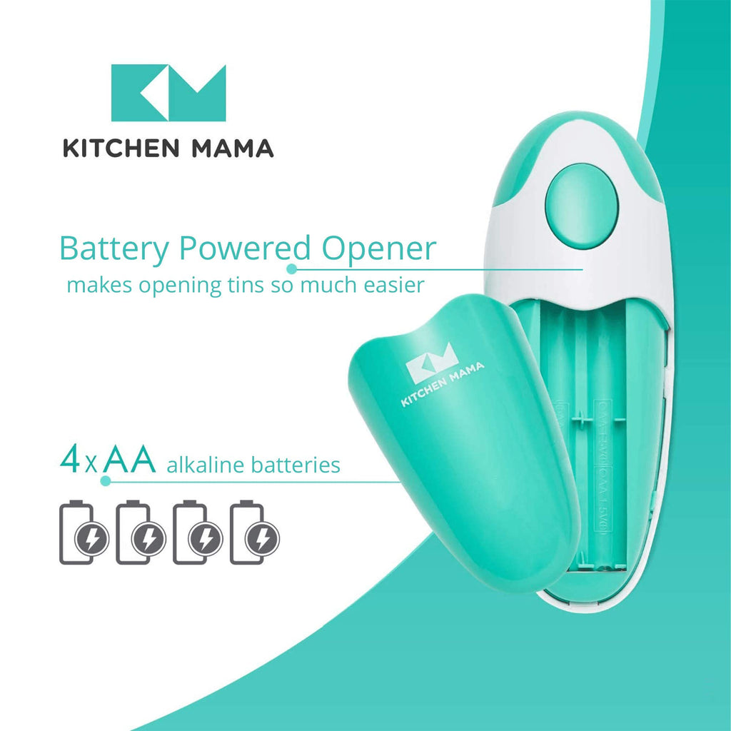 Kitchen Mama Auto Electric Can Opener: Open Your Cans with A Simple Press of Button - Automatic, Hands Free, Smooth Edge, Battery Operated, YES YOU CAN (Red)