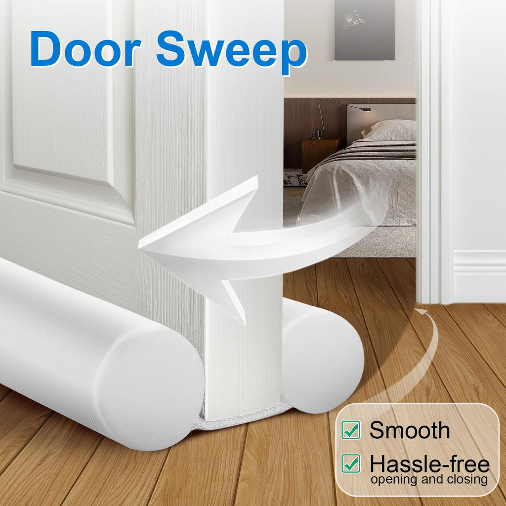 MAXTID Large Door Draft Stopper for Bottom of Doors 36” Under Door Sweep Noise Blocker Black Gap Stoppers Adjustable Doors Seal Sweep Guard Draft, Window Breeze Stoppers, Home Essentials Gadgets