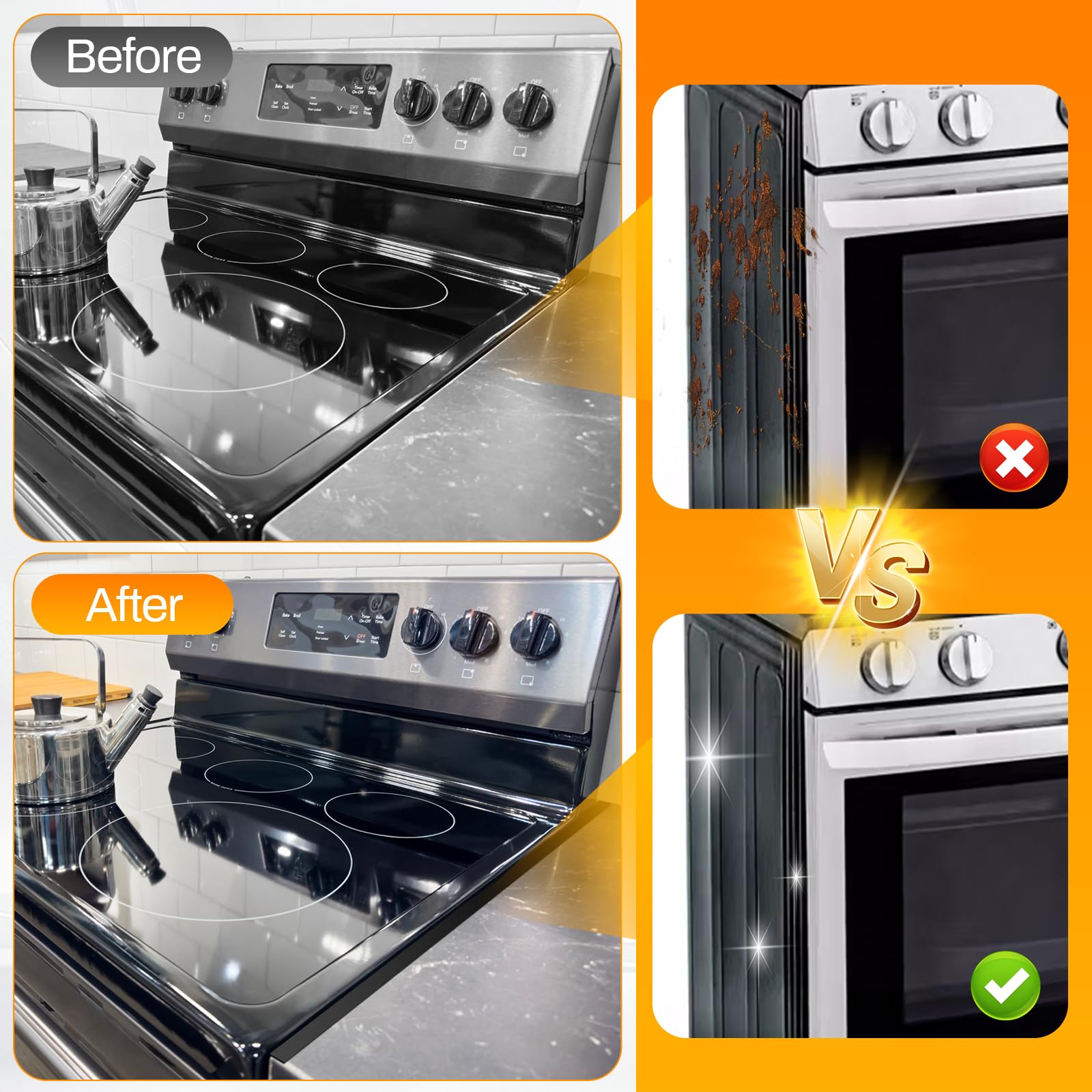 Stainless Steel Stove Gap Covers,Stove Gap Filler, Range Trim Kit, Stove Gap Guards, Heat Resistant and Easy to Clean, Easy retractable Length 13.8" to 27.5", Width 0.79",Black(2PCS)