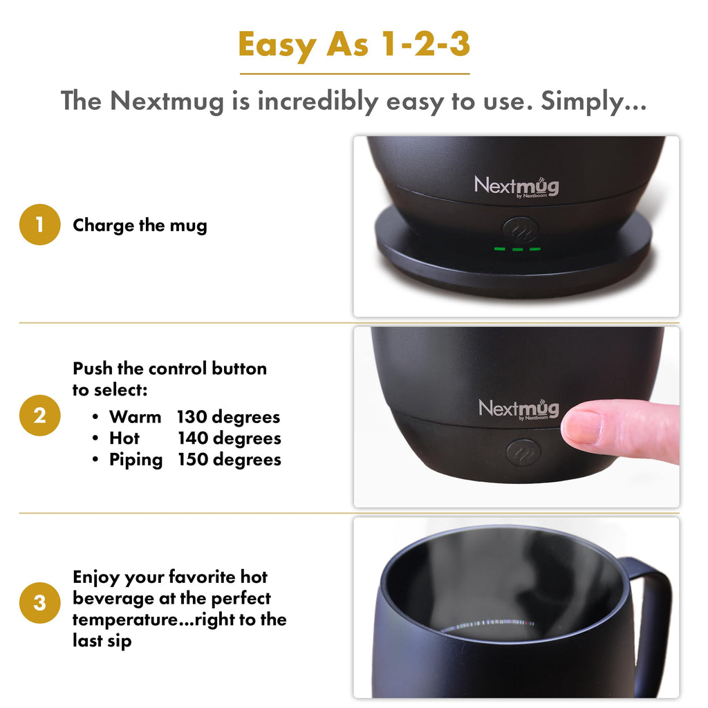 Nextmug - Temperature-Controlled, Self-Heating Coffee Mug (Slate Blue - 14 oz.)