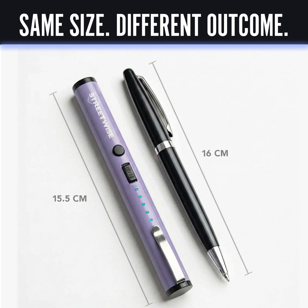 Streetwise Pain Pen 25,000,000 Volts Stun Gun for Self Protection - Tactical Stun Pen for Women and Men, USB Rechargeable, Battery Indicator, Durable Clip, Compact and Concealable for Protection