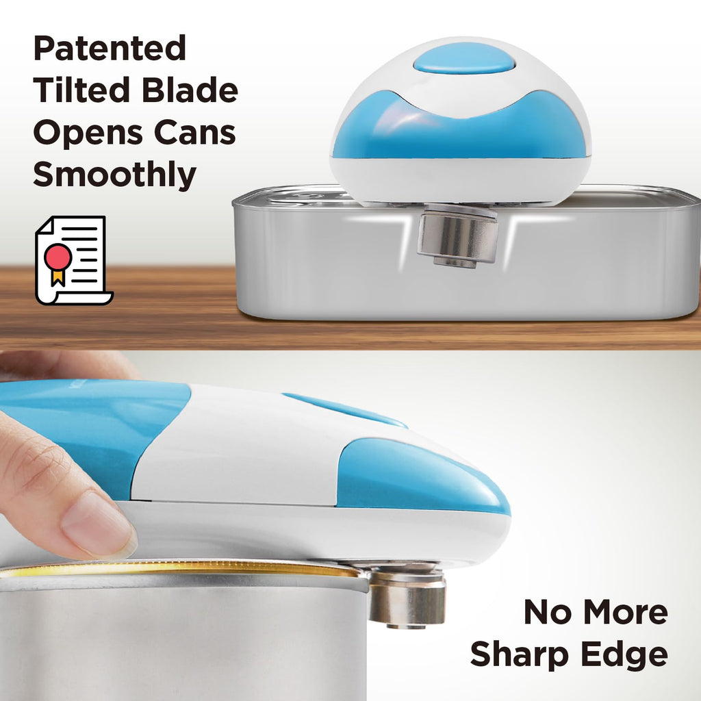 Kitchen Mama Auto Electric Can Opener: Open Your Cans with A Simple Press of Button - Automatic, Hands Free, Smooth Edge, Battery Operated, YES YOU CAN (Red)