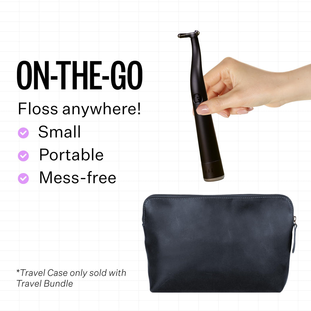 FLAUS Electric Flosser (Gentle Glide) - Shark Tank + Oprah's List - Water Floss Alternative - Dental Plaque Remover for Adults - Easy Vibration Power Flossing - Safe Portable Gum + Teeth Cleaning Tool
