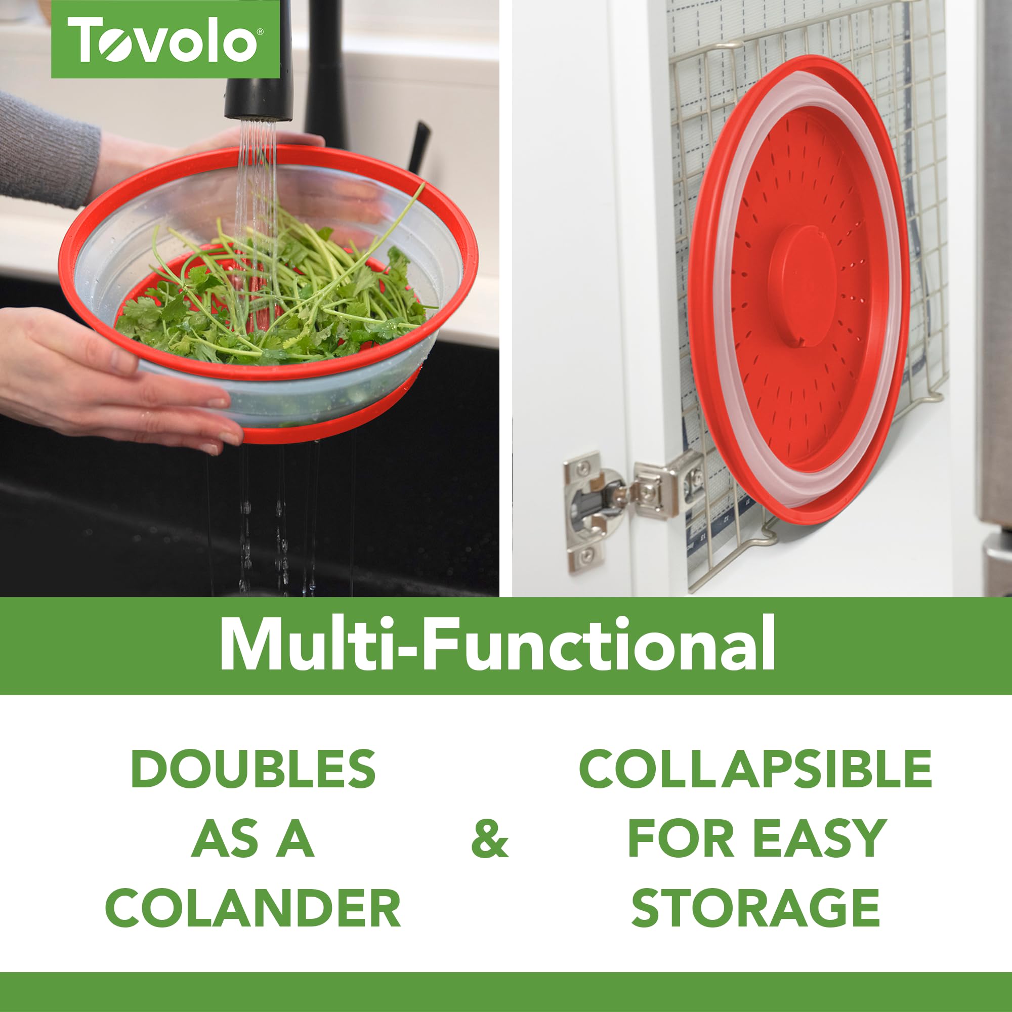 Tovolo Microwave Splatter Cover for Food, Medium (Charcoal) - Collapsible & Vented Silicone Splatter Guard Lid - Microwave Plate & Dish Cover with Handle - BPA-Free Kitchen Gadget for Meal Prep