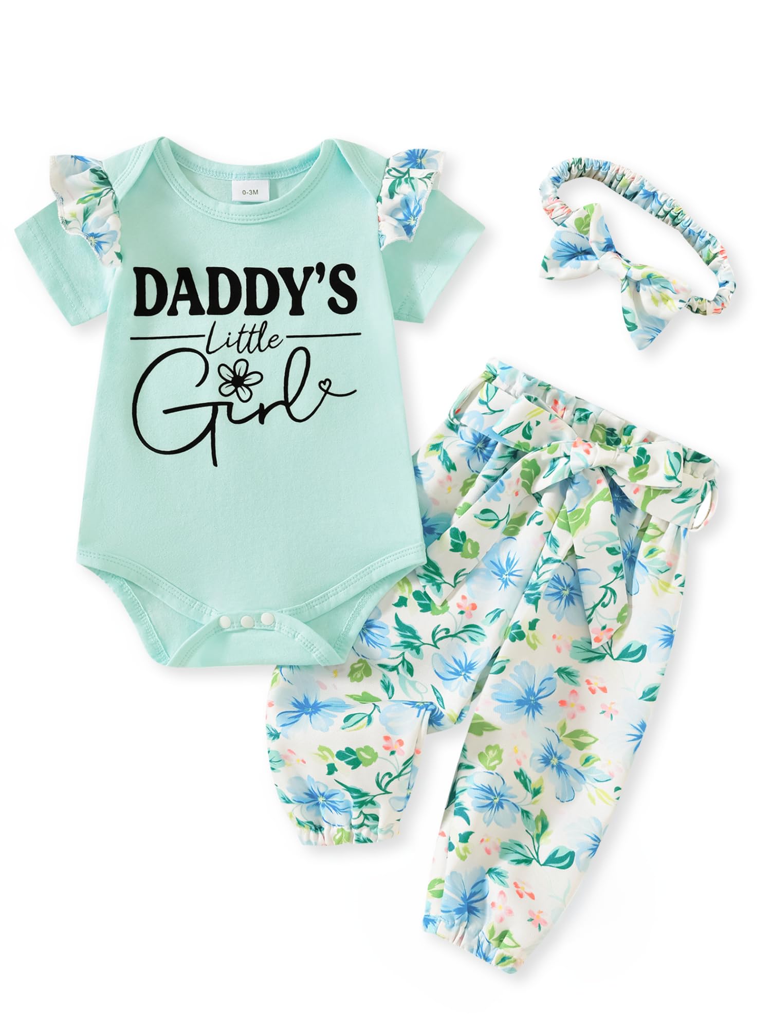 AMAWMW Baby Girl Clothes Set Daddys Little Girl Ruffle Romper Top Camouflage Pants Newborn Infant Baby Girl Outfit