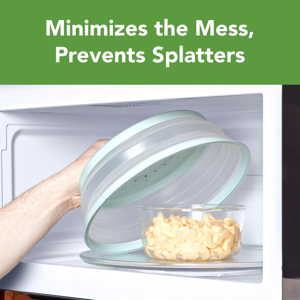 Tovolo Microwave Splatter Cover for Food, Medium (Charcoal) - Collapsible & Vented Silicone Splatter Guard Lid - Microwave Plate & Dish Cover with Handle - BPA-Free Kitchen Gadget for Meal Prep