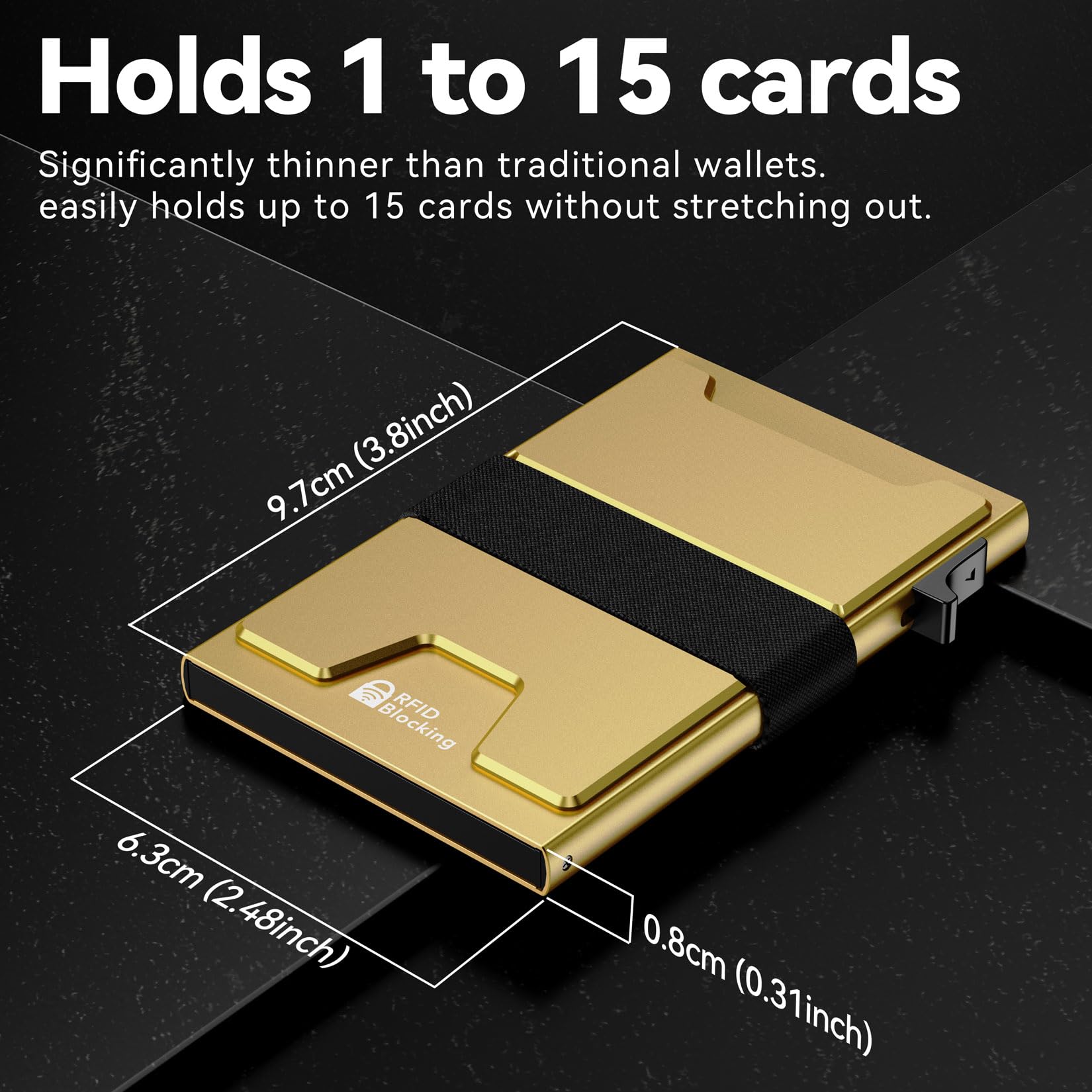 furid Smart Card Wallet for Men Slim: Minimalist Wallet For Men - RFID Blocking Pop Up Front Pocket Wallet, Metal Wallet 11 Card Holder