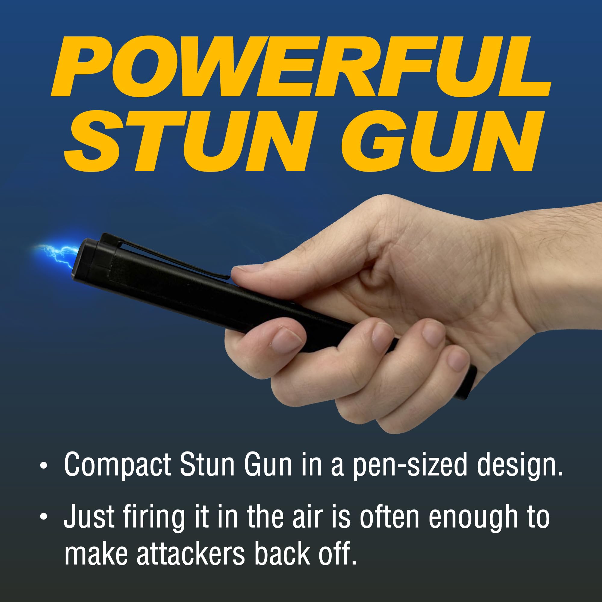 Streetwise Pain Pen 25,000,000 Volts Stun Gun for Self Protection - Tactical Stun Pen for Women and Men, USB Rechargeable, Battery Indicator, Durable Clip, Compact and Concealable for Protection