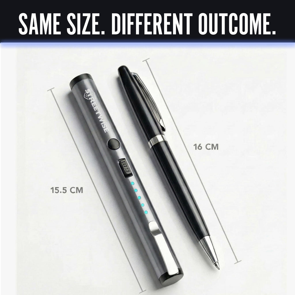 Streetwise Pain Pen 25,000,000 Volts Stun Gun for Self Protection - Tactical Stun Pen for Women and Men, USB Rechargeable, Battery Indicator, Durable Clip, Compact and Concealable for Protection
