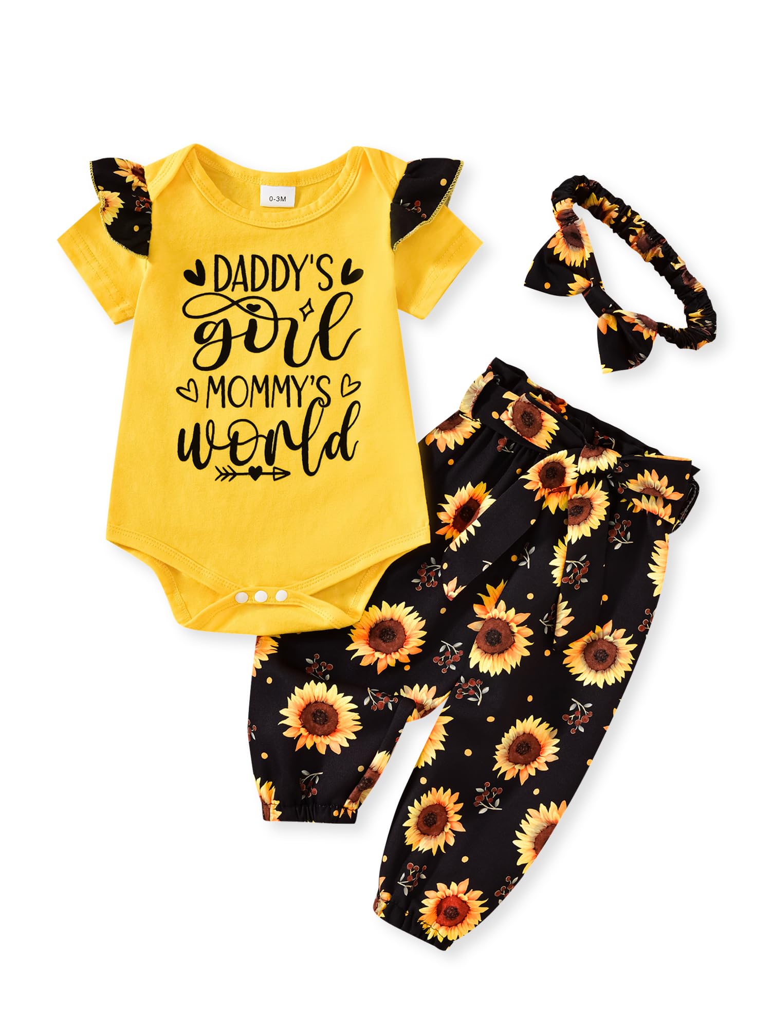 AMAWMW Baby Girl Clothes Set Daddys Little Girl Ruffle Romper Top Camouflage Pants Newborn Infant Baby Girl Outfit