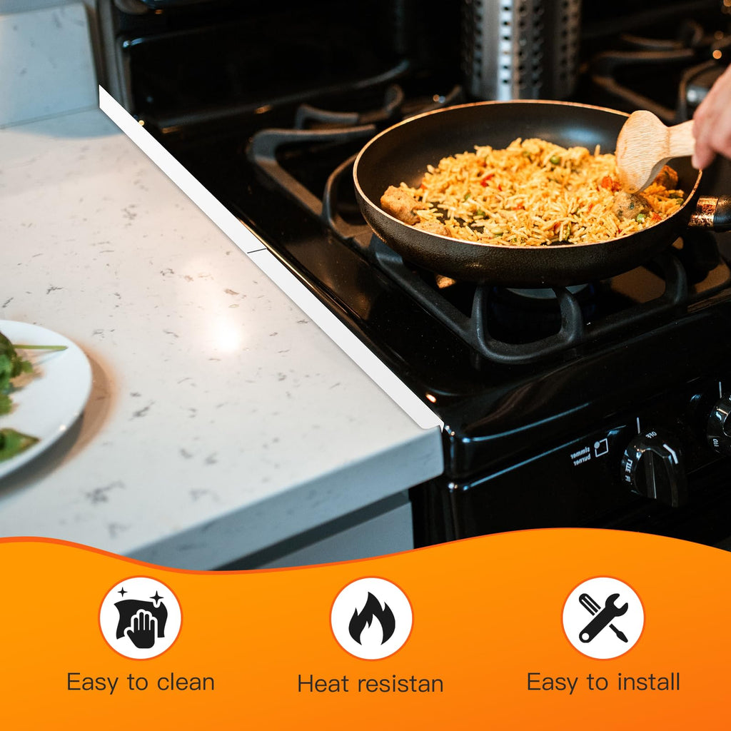 Stainless Steel Stove Gap Covers,Stove Gap Filler, Range Trim Kit, Stove Gap Guards, Heat Resistant and Easy to Clean, Easy retractable Length 13.8" to 27.5", Width 0.79",Black(2PCS)