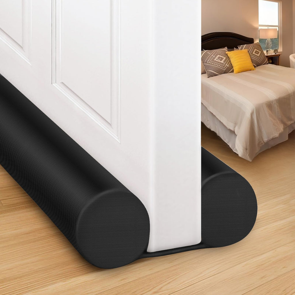MAXTID Large Door Draft Stopper for Bottom of Doors 36” Under Door Sweep Noise Blocker Black Gap Stoppers Adjustable Doors Seal Sweep Guard Draft, Window Breeze Stoppers, Home Essentials Gadgets