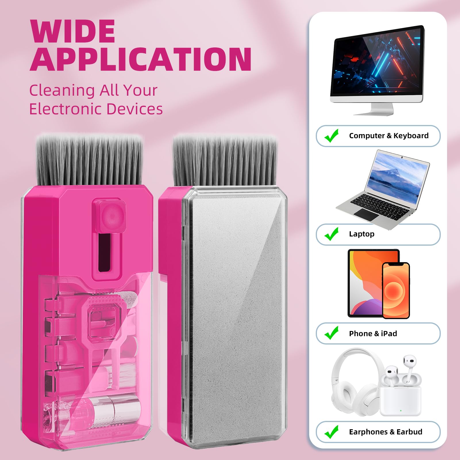 Keyboard Cleaning Kit Laptop Cleaner, All-in-1 Computer Screen Cleaning Brush Tool, Multi-Function PC Accessories Electronic Cleaner Kit Spray for iPhone iPad Macbook Earbud Camera Monitor with Patent