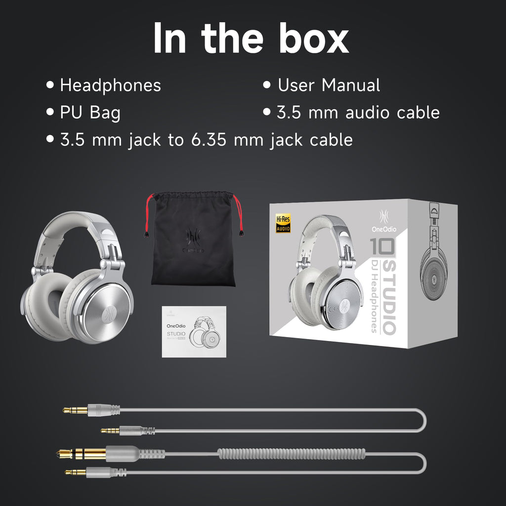 OneOdio Wired Over Ear Headphones Hi-Res Studio Monitor & Mixing DJ Stereo Headsets with 50mm Drivers and 1/4 to 3.5mm Jack for AMP Computer Recording Podcast Keyboard Guitar Laptop - Black