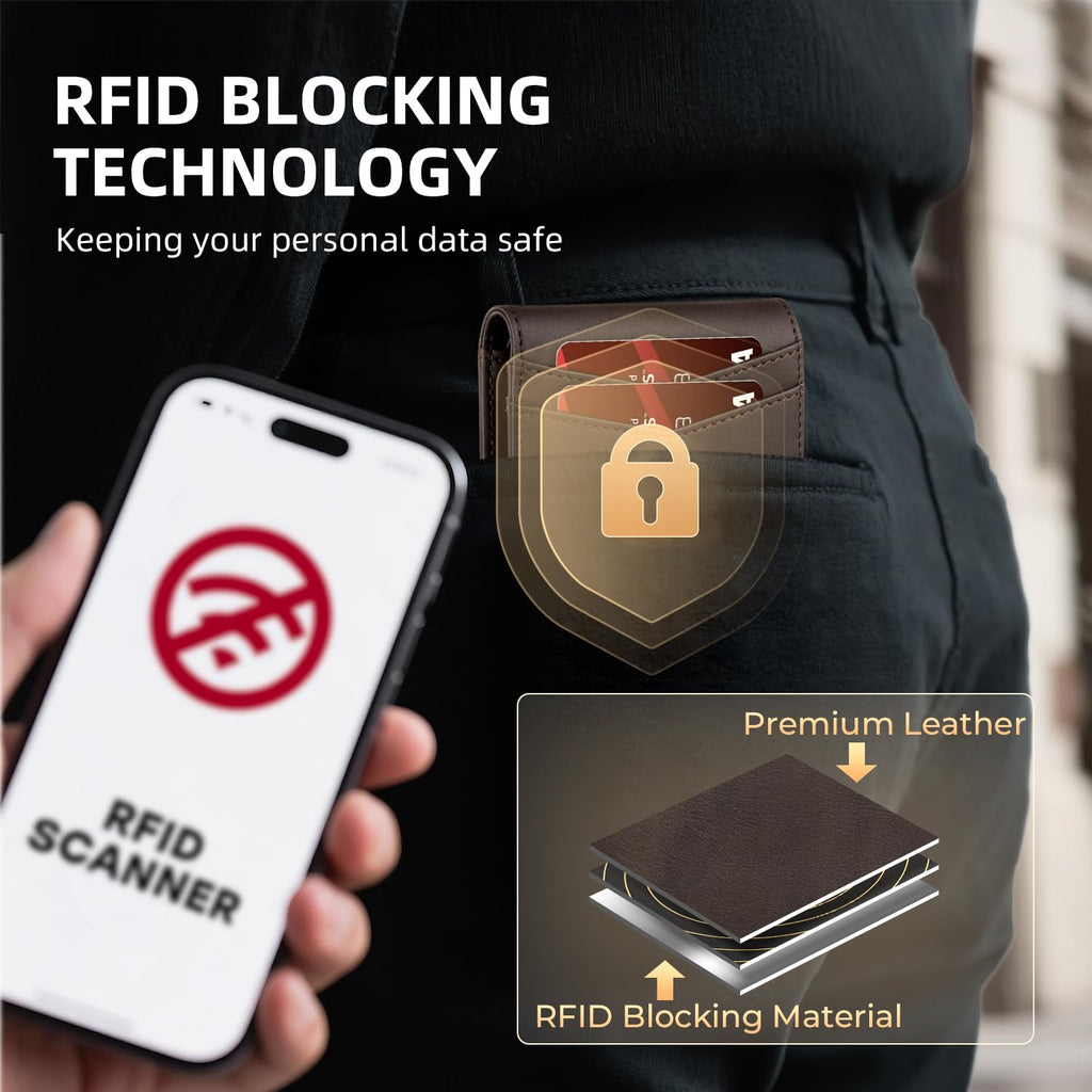 RUNBOX Wallet for Men Slim Rfid Leather 2 ID Window With Gift Box | Slim, Rfid, 2 ID Window, With Gift Box, Slim, Rfid