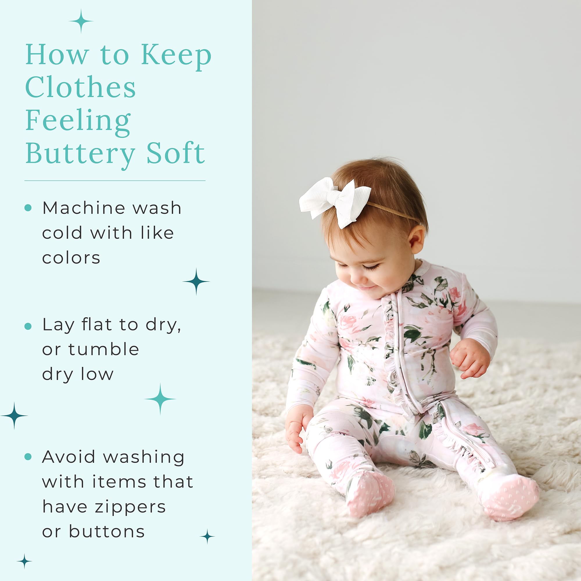 Posh Peanut Footie Pajamas for Baby Girls – Sleepers in Ultra-Soft Viscose from Bamboo with 2-Way Zipper & Ruffle Trim