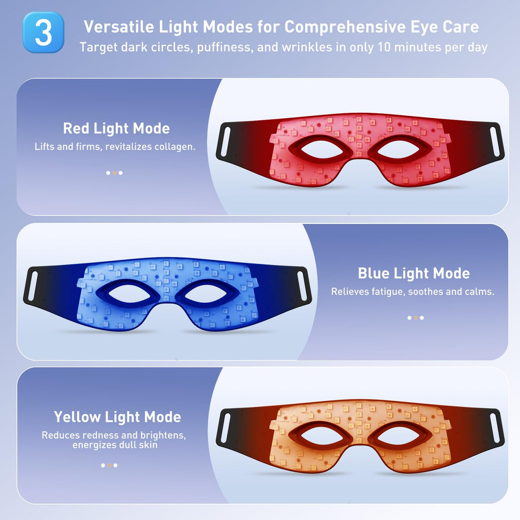 Red Light Therapy for Eyes – Red Light Therapy Glasses & Eye Pods for Eye Bags to Reduce Fine Lines, Dark Circles, and Puffiness for Men & Women – Black Middle